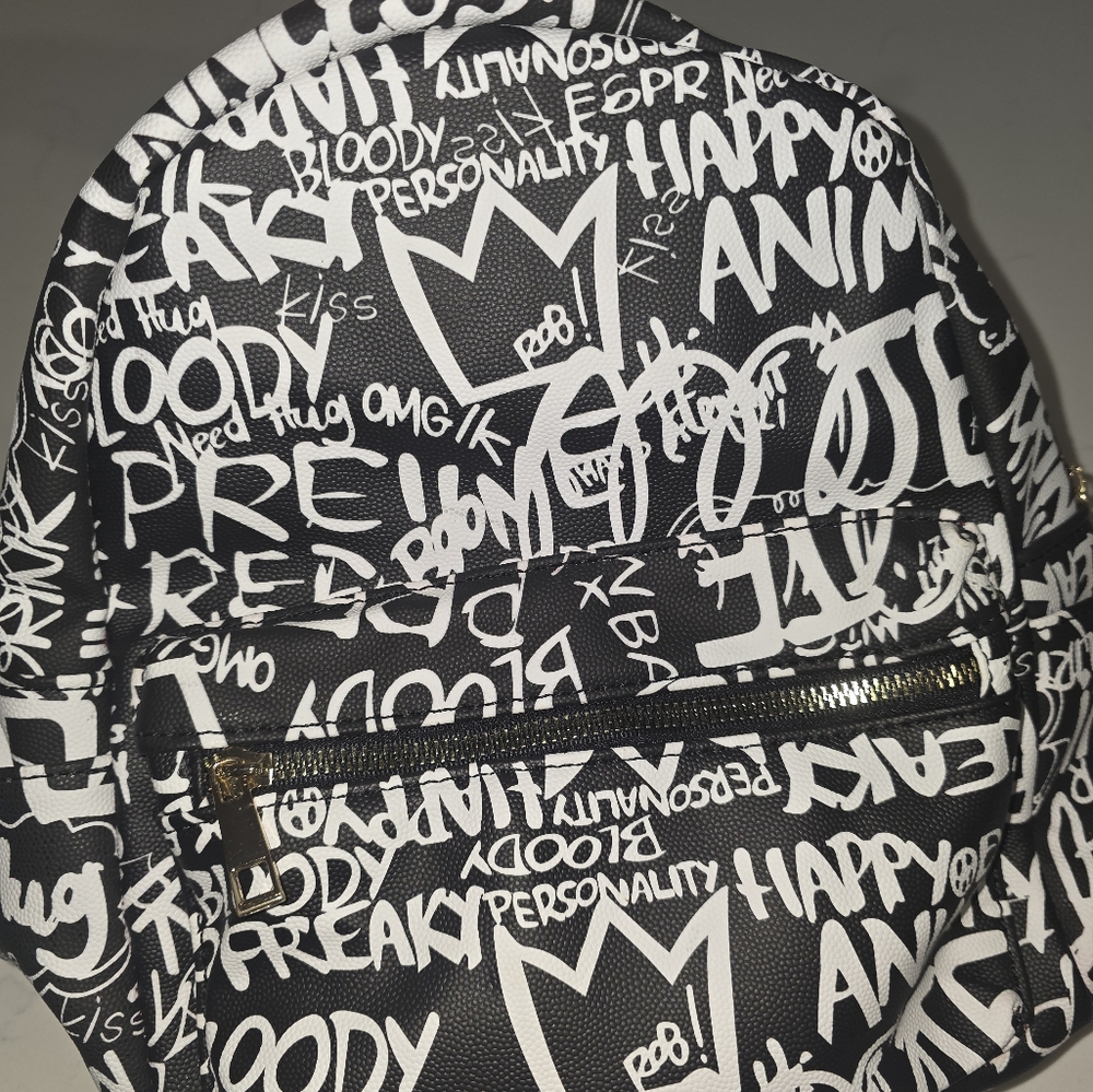 Urban Black and White Graffiti Backpack